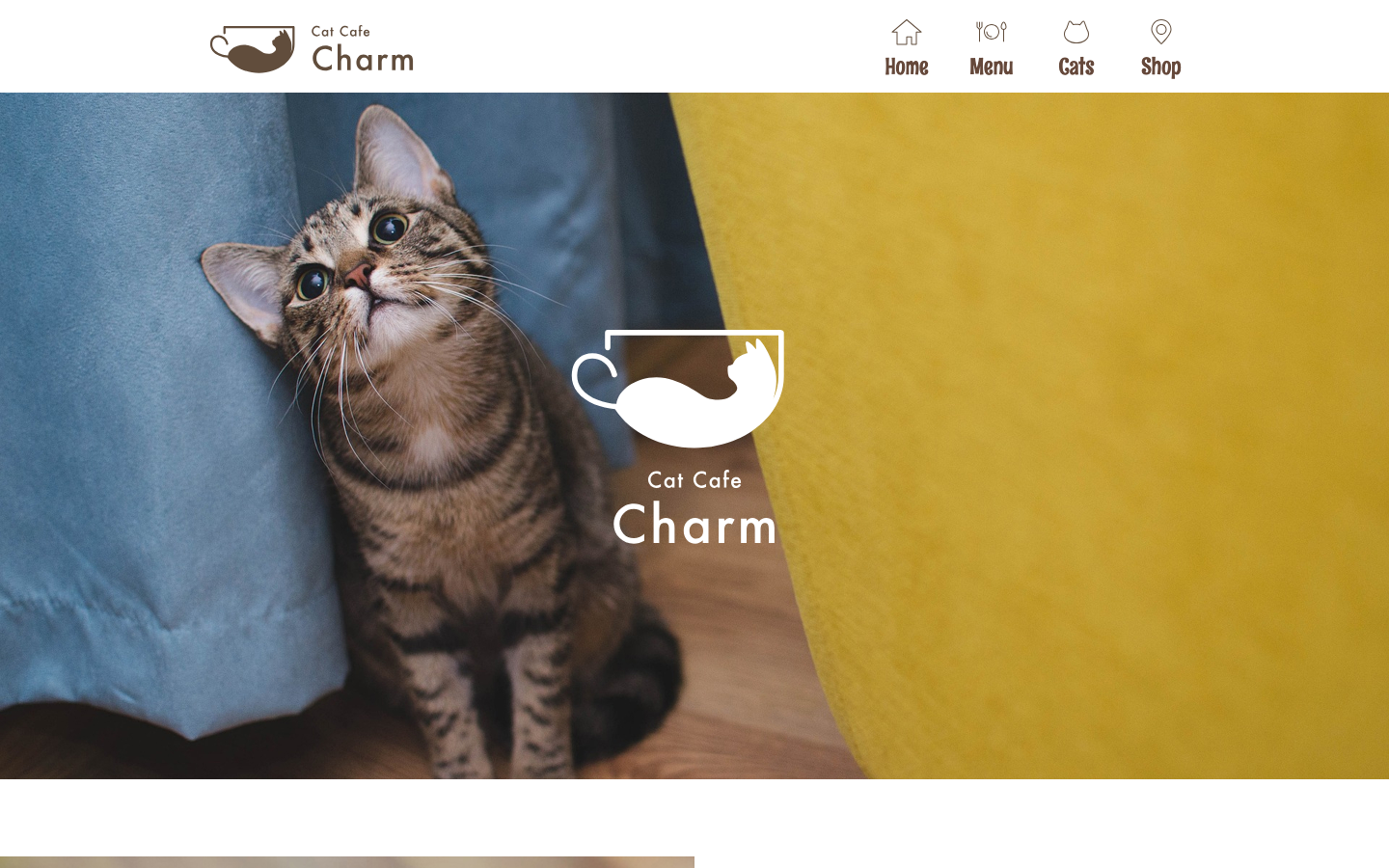 生徒さんが作った猫カフェサイトのトップページ